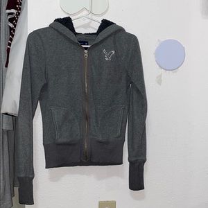 American Eagle Grey Zip Up Sweater